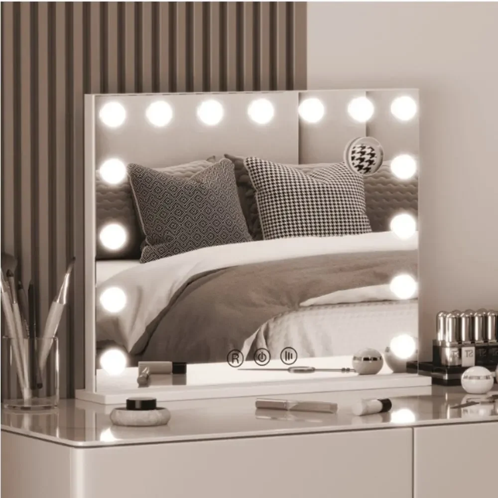22.8inch Hollywood Vanity Mirror with Lights for Bathroom/Bedroom (White)
